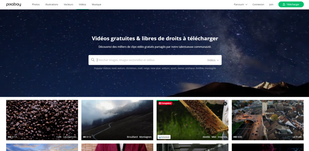 Pixabay, vidéos libres de droits 