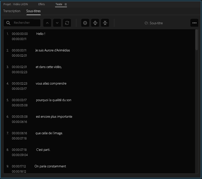capture d'écran sous-titres