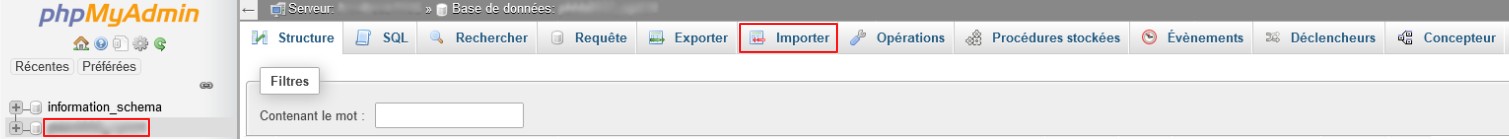 importation base de données phpmyadmin mysql