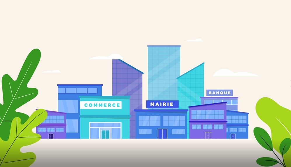 Capture d'écran représentant plusieurs illustrations de magasins