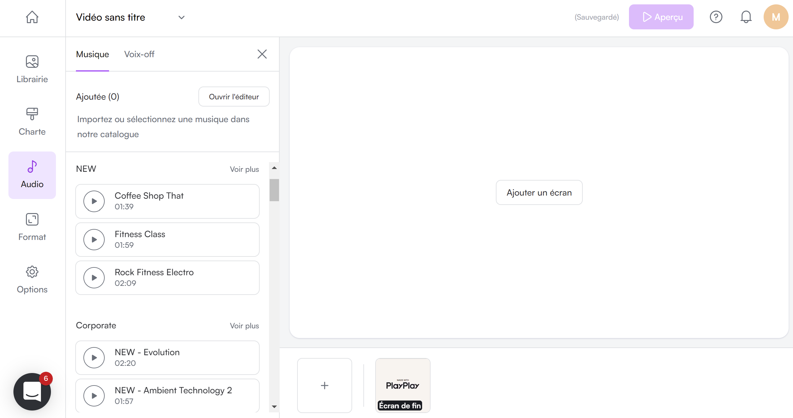 Capture d'écran page banque libre de droit de musique play play