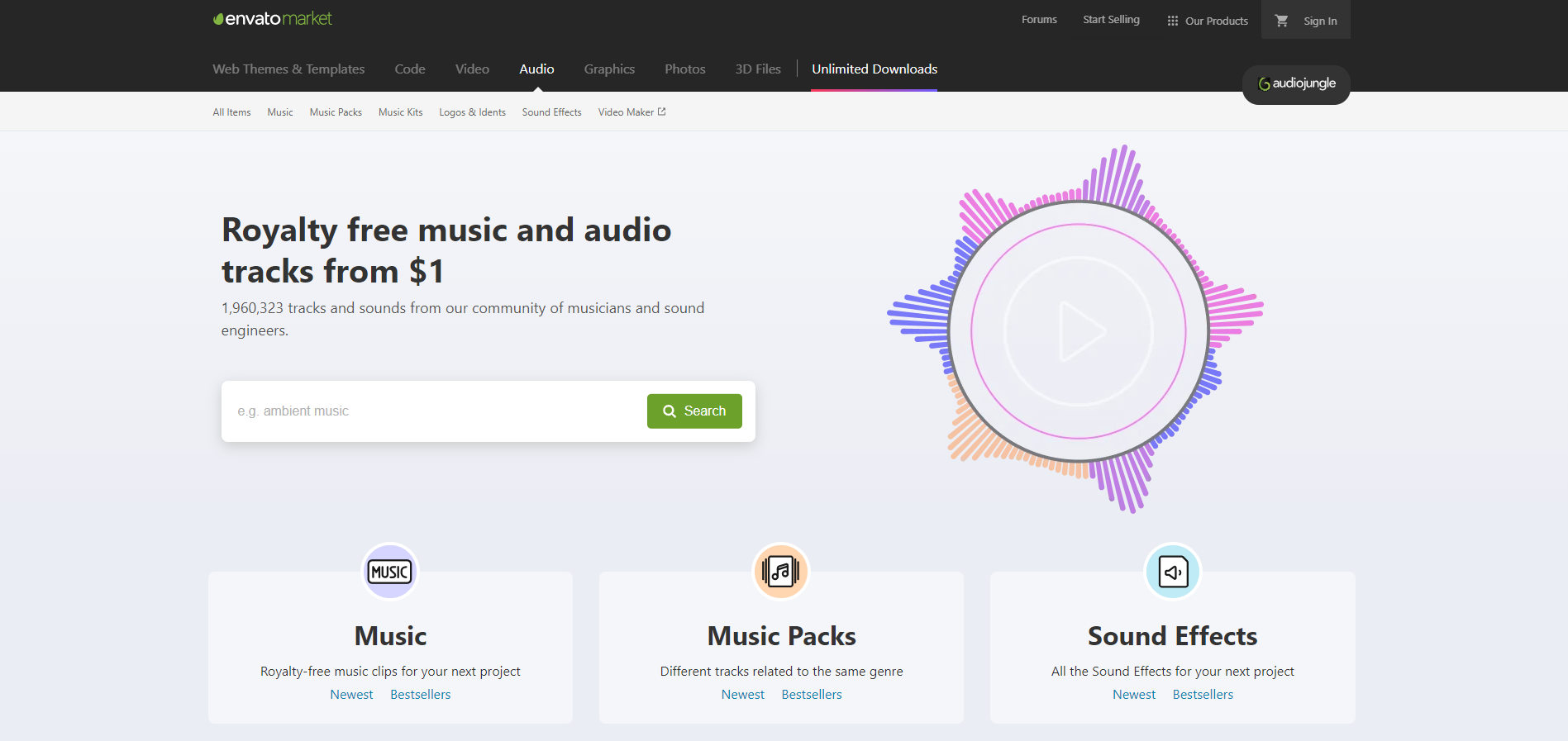 Visuel page acceuil  audio jungle