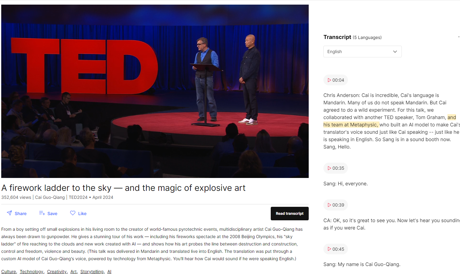 capture d'écran ted talks